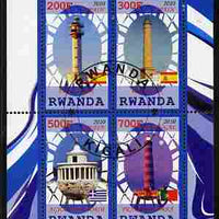 Rwanda 2010 Lighthouses of Europe #2 perf sheetlet containing 4 values fine cto used