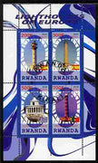 Rwanda 2010 Lighthouses of Europe #2 perf sheetlet containing 4 values fine cto used