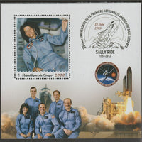 Congo 2018 Sally Ride - Astronaut #1 perf sheet containing one value unmounted mint