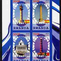 Rwanda 2010 Lighthouses of Europe #2 imperf sheetlet containing 4 values unmounted mint