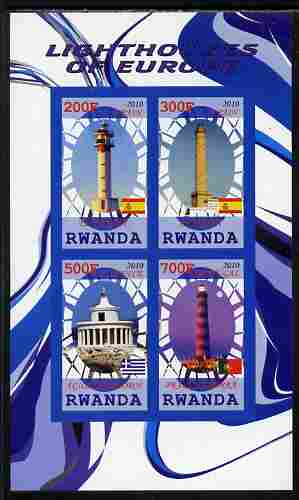 Rwanda 2010 Lighthouses of Europe #2 imperf sheetlet containing 4 values unmounted mint