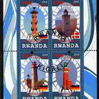 Rwanda 2010 Lighthouses of Europe #3 perf sheetlet containing 4 values fine cto used