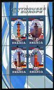 Rwanda 2010 Lighthouses of Europe #3 perf sheetlet containing 4 values fine cto used