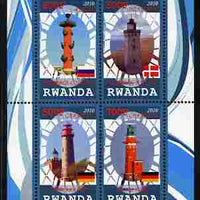 Rwanda 2010 Lighthouses of Europe #3 perf sheetlet containing 4 values unmounted mint