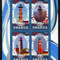 Rwanda 2010 Lighthouses of Europe #3 imperf sheetlet containing 4 values unmounted mint