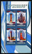 Rwanda 2010 Lighthouses of Europe #3 imperf sheetlet containing 4 values unmounted mint