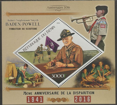 Benin 2016 Baden Powell perf m/sheet containing one diamond shaped value unmounted mint