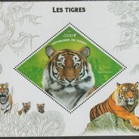 Congo 2019 Tigers perf m/sheet containing one diamond shaped value unmounted mint