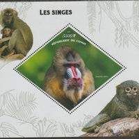 Congo 2019 Monkeys perf m/sheet containing one diamond shaped value unmounted mint