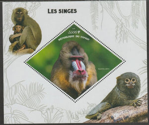 Congo 2019 Monkeys perf m/sheet containing one diamond shaped value unmounted mint