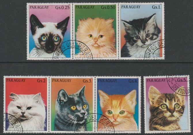 Paraguay 1984 Domestic Cats perf set of 7 fine cds used