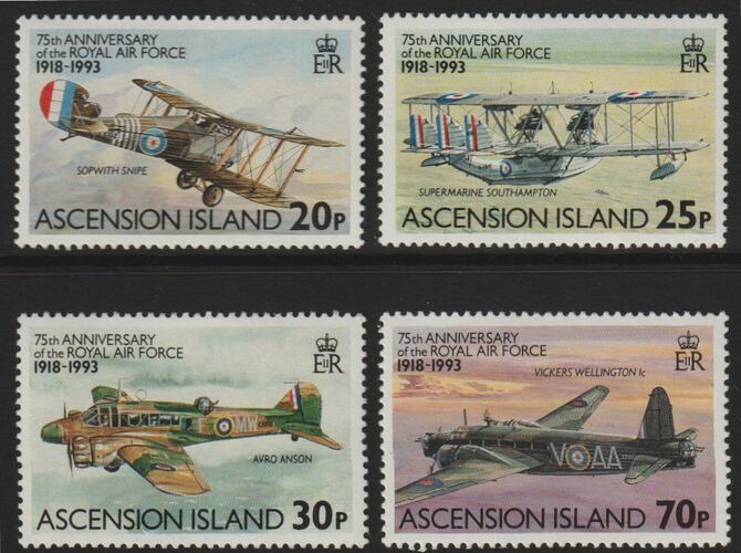 Ascension 1993 75th Anniversary of Royal Air Force perf set of 4 unmounted mint SG 595-98