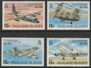 Falkland Islands 1993 75th Anniversary of Royal Air Force perf set of 4 unmounted mint SG 676-79