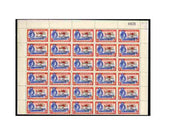 Bahamas 1942 KG6 Landfall of Columbus 8d ultramarine & scarlet (Flamingos) complete sheet of 60 including overprint varieties R6/2 (Broken 2), R7/1 (Co.lumbus) among others, a few split perfs otherwise fine unmounted mint