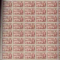 Turks & Caicos Islands 1950 KG6 Salt Cay 1d red-brown in complete sheet of 60 folded but unmounted mint, SG 222