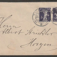 Switzerland 1927 (?) cover bearing Tell's Son 3c violet  tete-beche pair (type b) with Ambulant cancels