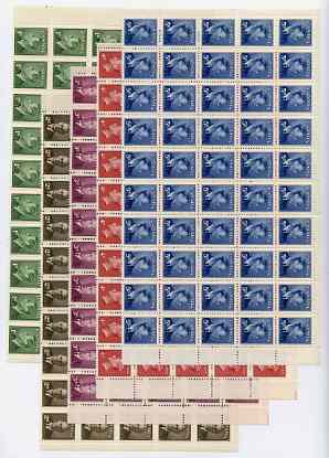 Canada 1950 KG6 set of 5 without dates each in unmounted mint blocks of 50, cat £70