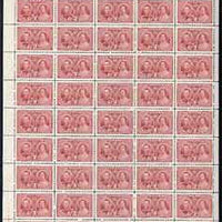 Canada 1937 KG6 Coronation 3c complete sheet of 50 with imprint & plate No.1, unmounted mint SG 356