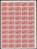 Canada 1937 KG6 Coronation 3c complete sheet of 50 with imprint & plate No.2, unmounted mint SG 356