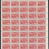 Canada 1937 KG6 Coronation 3c complete sheet of 50 with imprint & plate No.2, unmounted mint SG 356