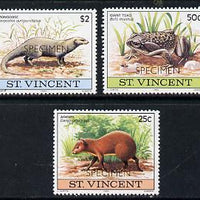 St Vincent 1979 Wildlife set of 3 (Agouti, Toad & Mongoose) opt'd Specimen unmounted mint, as SG 648-50