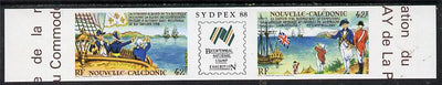 New Caledonia 1988 'Sydpex 88' Stamp Exhibition imperf se-tenant strip (La Pérouse & Phillip) from limited printing unmounted mint, as SG 834a