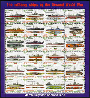 Somaliland 2011 Military Ships of WW2 #2 perf sheetlet containing 24 values unmounted mint