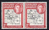 Falkland Islands Dependencies 1946-49 KG6 Thick Maps 2d horiz pair, one stamp with 'Broken Arc' variety unmounted mint