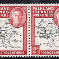 Falkland Islands Dependencies 1946-49 KG6 Thick Maps 2d horiz pair, one stamp with 'Broken Arc' variety unmounted mint