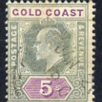 Gold Coast 1902 KE7 Crown CA 5s used with light cds cancel SG46