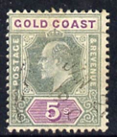 Gold Coast 1902 KE7 Crown CA 5s used with light cds cancel SG46