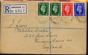 Great Britain 1937 KG6 1/2d (2), 1d & 2.5d on reg envelope with first day cancels