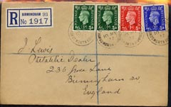 Great Britain 1937 KG6 1/2d (2), 1d & 2.5d on reg envelope with first day cancels