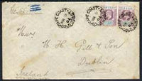 Gold Coast 1902 cover to Dublin bearing 2x KE7 1/2d tied CAPE COAST cds endorsed 'per SS Sobo' with the name crossed out, b/stamped H&K Packet