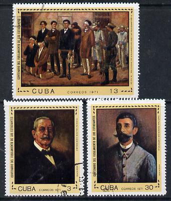 Cuba 1971 Medical Students Execution (Paintings) cto set of 3, SG 1887-89*