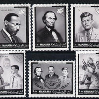 Manama 1968 Human Rights (Kennedy, Lincoln, Martin Luther King, etc) cto set of 6 (Mi 99-104)