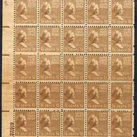 United States 1938-54 Martha Washington 1.5c very fine mounted mint corner block of 25 with overall colour wash, attractive variety, SG 801