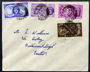 Great Britain 1949 KG6 75th Anniversary of Universal Postal Union set of 4 on plain handwritten cover with smudgy first day cancel