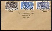 Aden 1937 KG6 Coronation set of 3 on cover with first day cancel addressed to the forger, J D Harris.,Harris was imprisoned for 9 months after Robson Lowe exposed him for applying forged first day cancels to Coronation covers (details supplied).