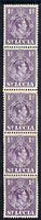 St Lucia 1938-48 KG6 1d violet perf 14.5 x 14 coil strip of 5 with coil join, one stamp folded over for display, superb unmounted mint. as SG 129