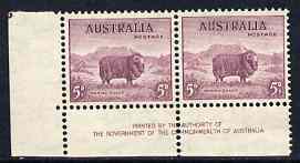 Australia 1937-49 KG6 Marino Sheep 5d corner pair with Govt imprint lightly mounted as SG189