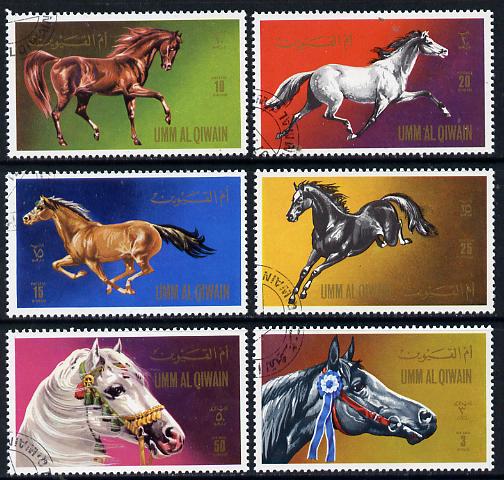 Umm Al Qiwain 1972 Horses set of 6 cto used, Mi 496-501*