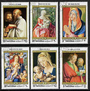 Umm Al Qiwain 1971 Christmas (Paintings by Albrecht Durer) set of 6 cto used, Mi 483-88*