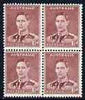 Australia 1937-49 KG6 1.5d maroon unmounted mint block of 4 SG182