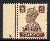 Bahrain 1942-45 KG6 4a brown light overall toning but unmounted mint, SG47