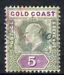 Gold Coast 1902 KE7 Crown CA 5s used with light cancel but red crayon line SG46