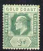 Gold Coast 1907-13 KE7 MCA 1/2d green mounted mint SG59