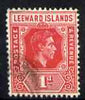 Leeward Islands 1938-51 KG6 1d carmine/red (Die B) used SG99b/c