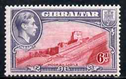 Gibraltar 1938-51 KG6 6d carmine & grey-violet P13.5 mounted mint SG126