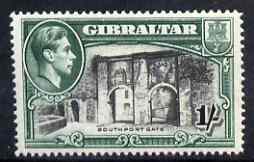 Gibraltar 1938-51 KG6 1s black & green P14 mounted mint SG127